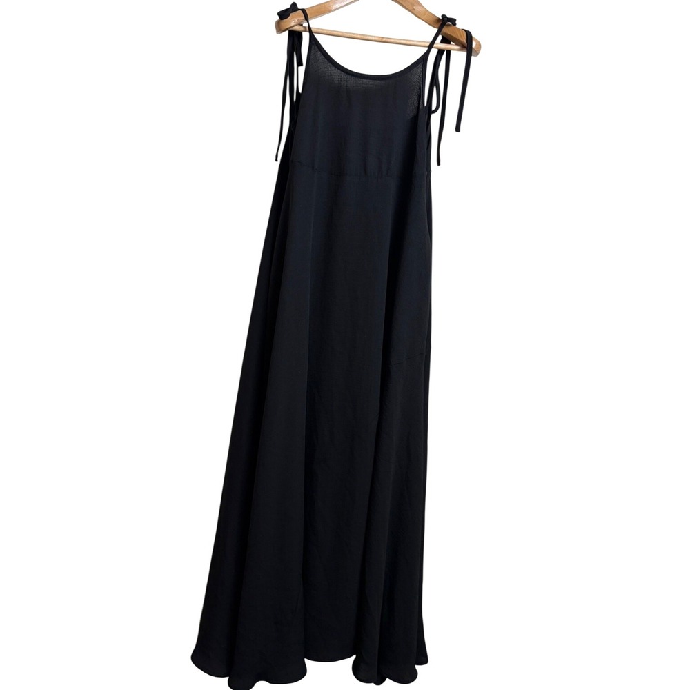 Claude Tulum Black Flowy Tie Strap Bias Cut Maxi Dress Size Small